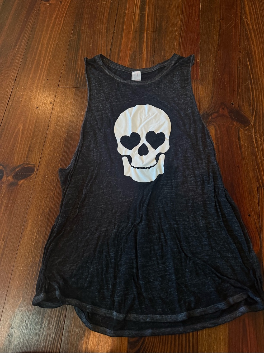 No Boundaries Black Tank Top with White Heart-Eye Skull Graphic